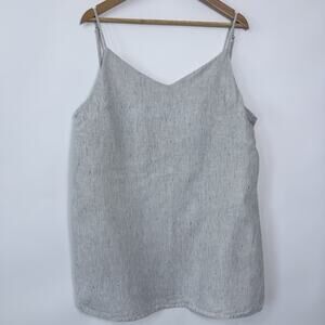 Threads by Bed Threads Linen Cami Top Womens Size 3XL Ivory Black Subtle Striped
